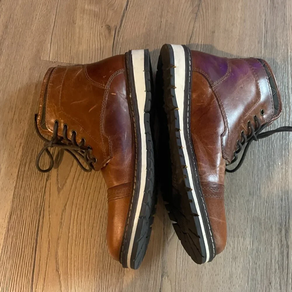 Franco Fortini Blake Carvano Boots Men 8.5 Brown Leather Ankle Casual